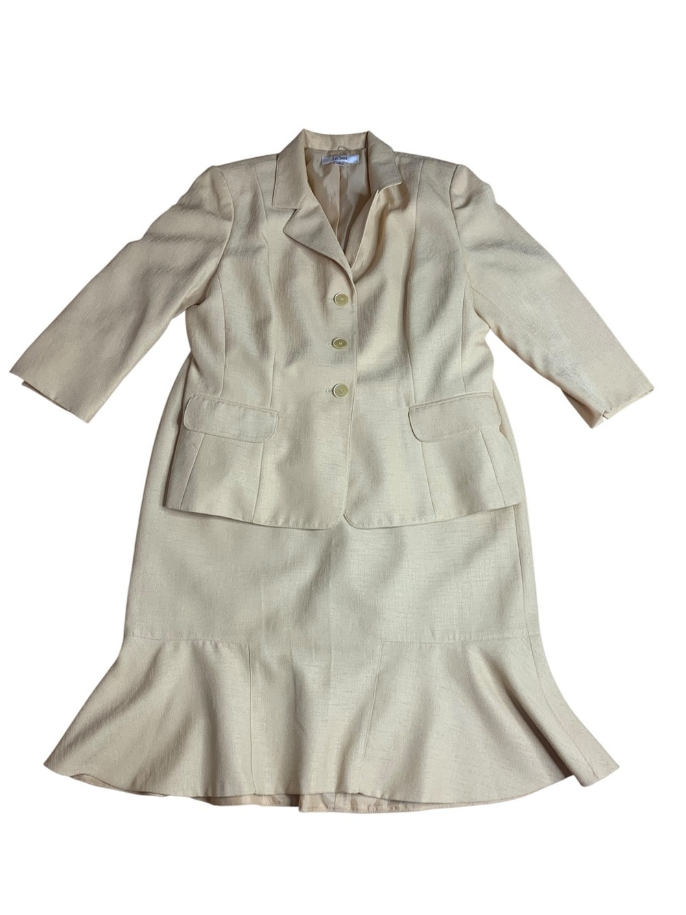 Le Suit 2-Piece Skirt Suit Set - Champagne Yellow - Size 14